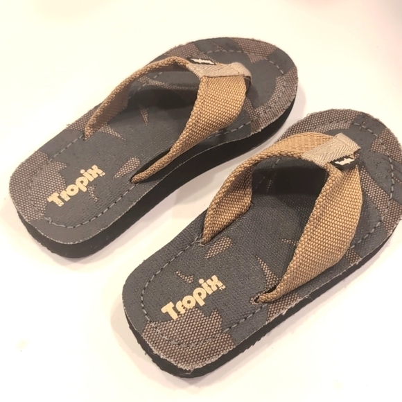 Tropix Canvas Army Green Flip Flips Size 1 - Picture 3 of 9